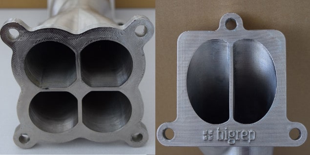 Inlet and outlet views of an exhaust manifold