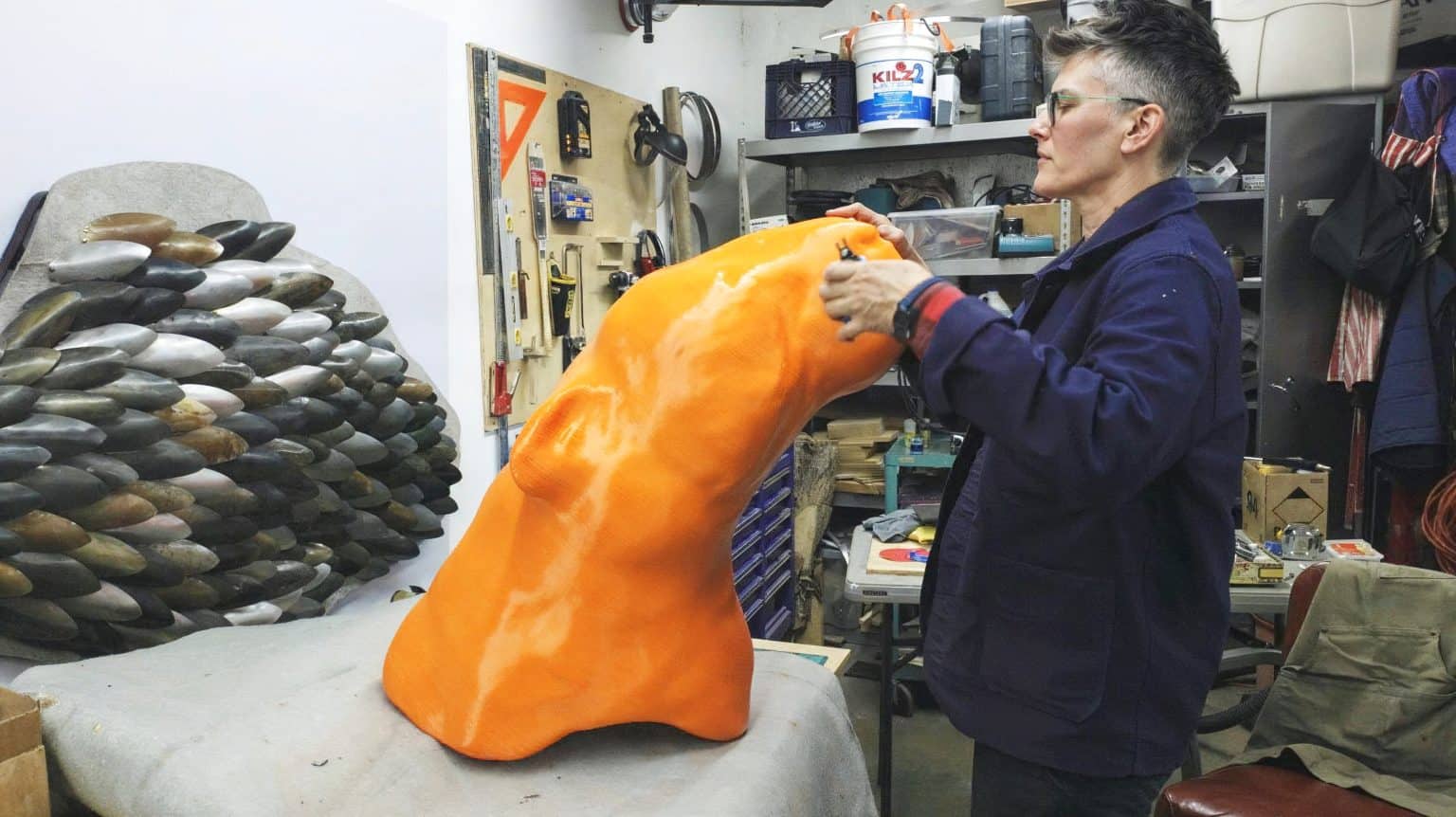 Welly Fletcher’s sculpture ‘Trans Time’, an abstract depiction of a lion-like animal printed using a large-format BigRep 3D printer.